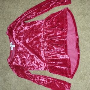 Velvet Long Sleeve Red Top